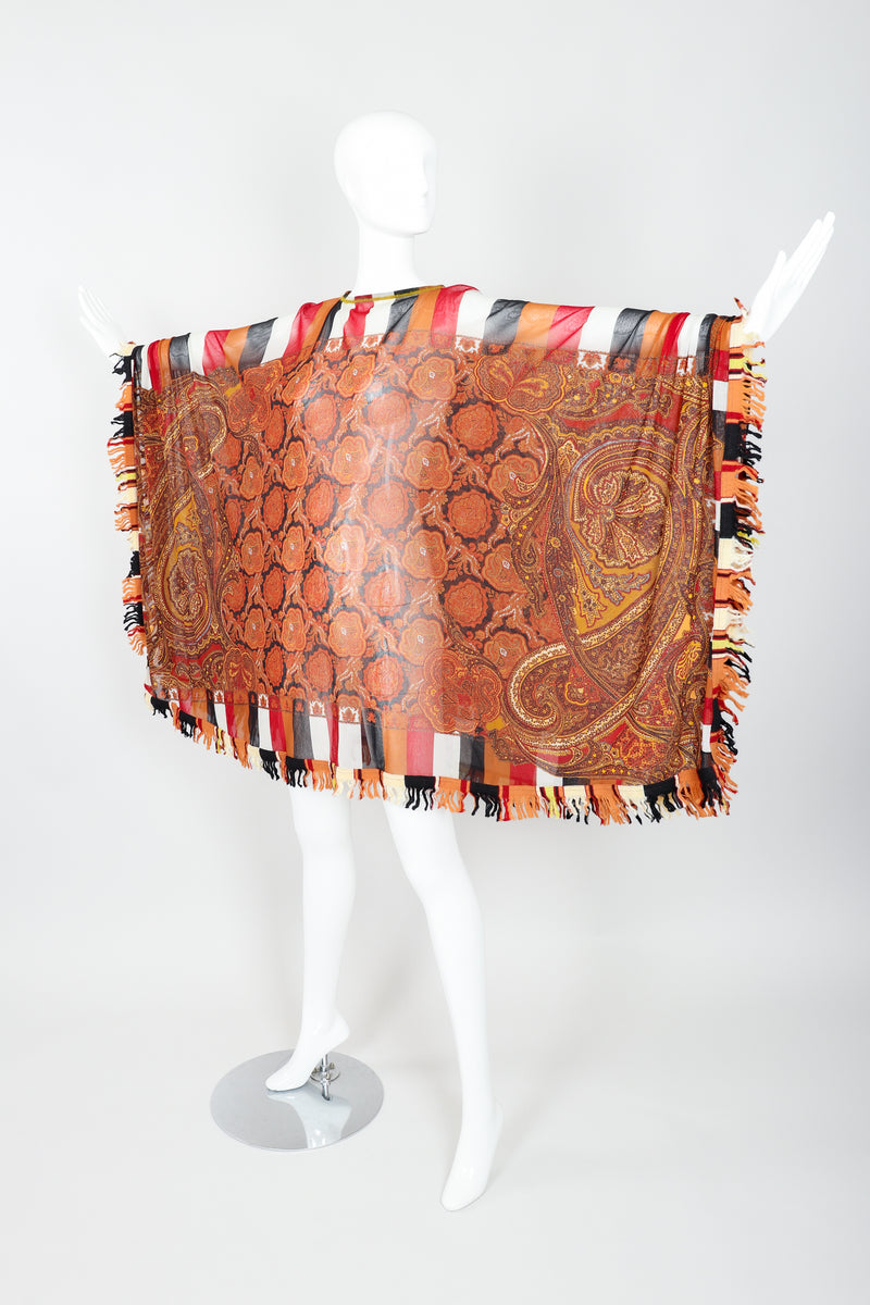 Vintage Jean Paul Gaultier Floral Paisley Mesh Poncho on Mannequin outstretch at Recess