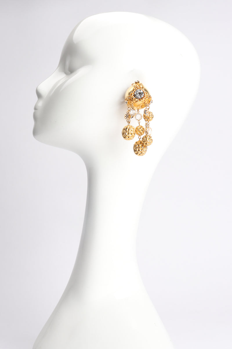 Vintage JRM Dome Waffle Ball Drop Earrings on Mannequin at Recess Los Angeles