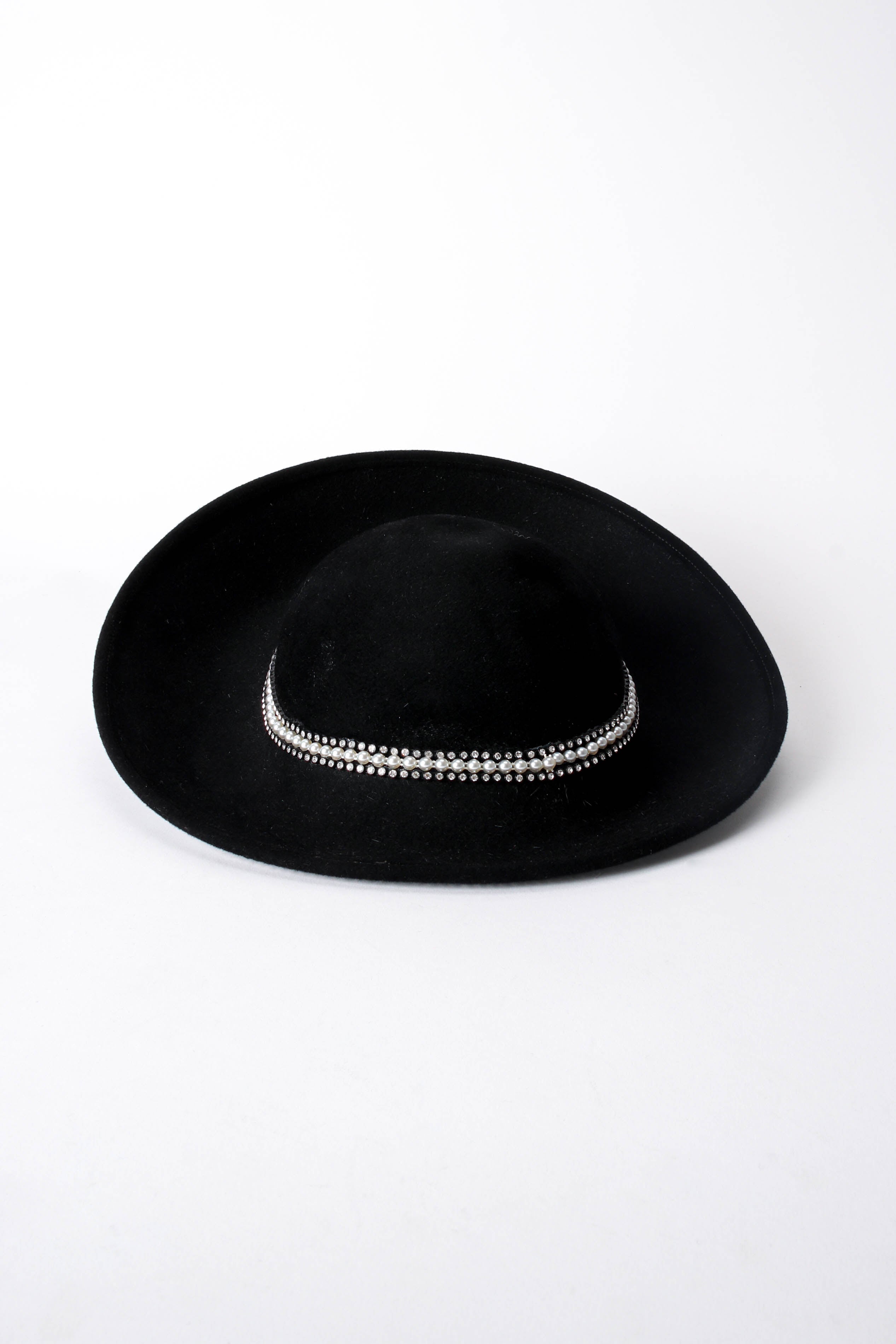 Vintage Jack McConnell Crystal Pearl Studded Halo Hat back at Recess Los Angeles