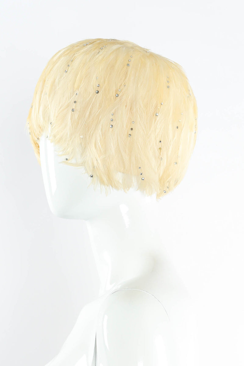 Vintage Jack McConnell Blonde Rhinestone Feather Hat mannequin side @ Recess Los Angeles