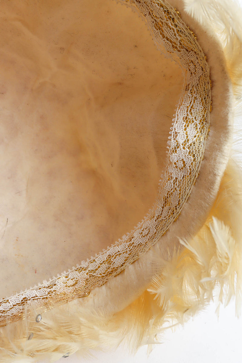 Vintage Jack McConnell Blonde Rhinestone Feather Hat lace lined rim  @ Recess Los Angeles