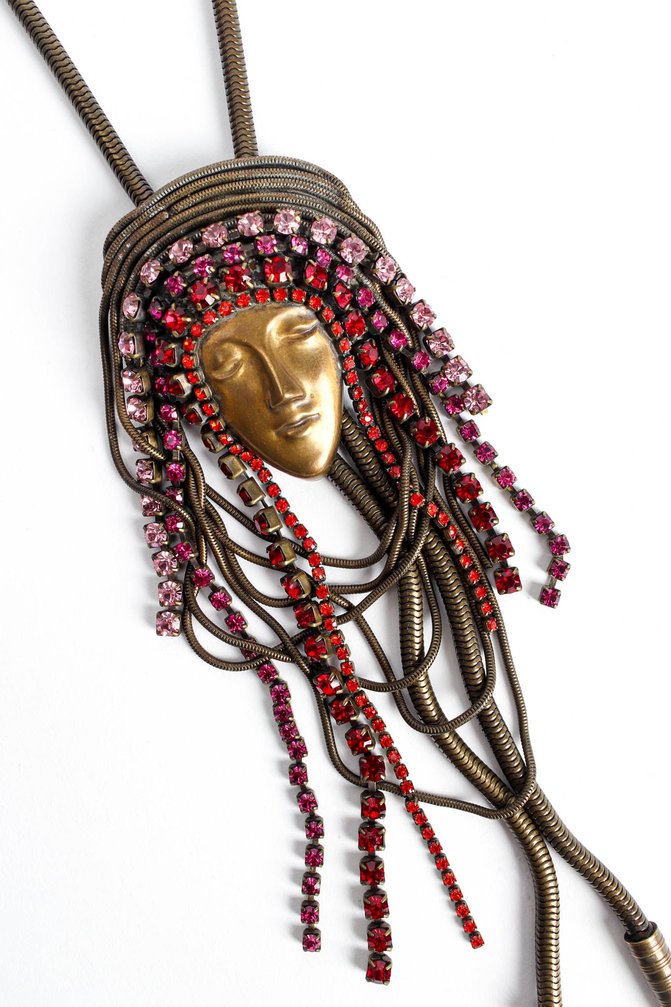 Jeweled Face Bolo Tie Necklace