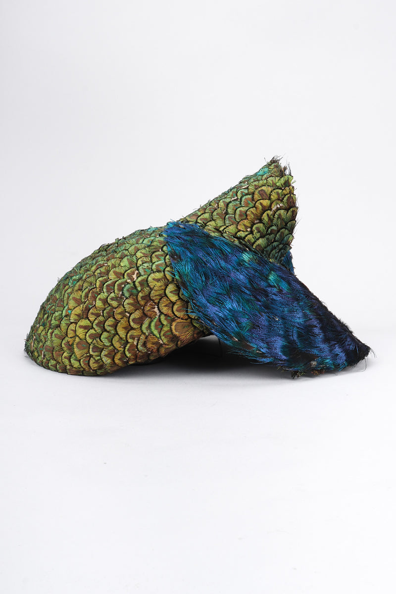 Recess Los Angeles Vintage Jack McConnell Peacock Feather Swirl Capulet Casque Fascinator Hat