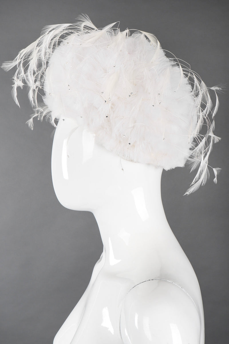 Recess Los Angeles Vintage Jack McConnell Tulle Feather Pouf Cossack Wedding Bridal Hat