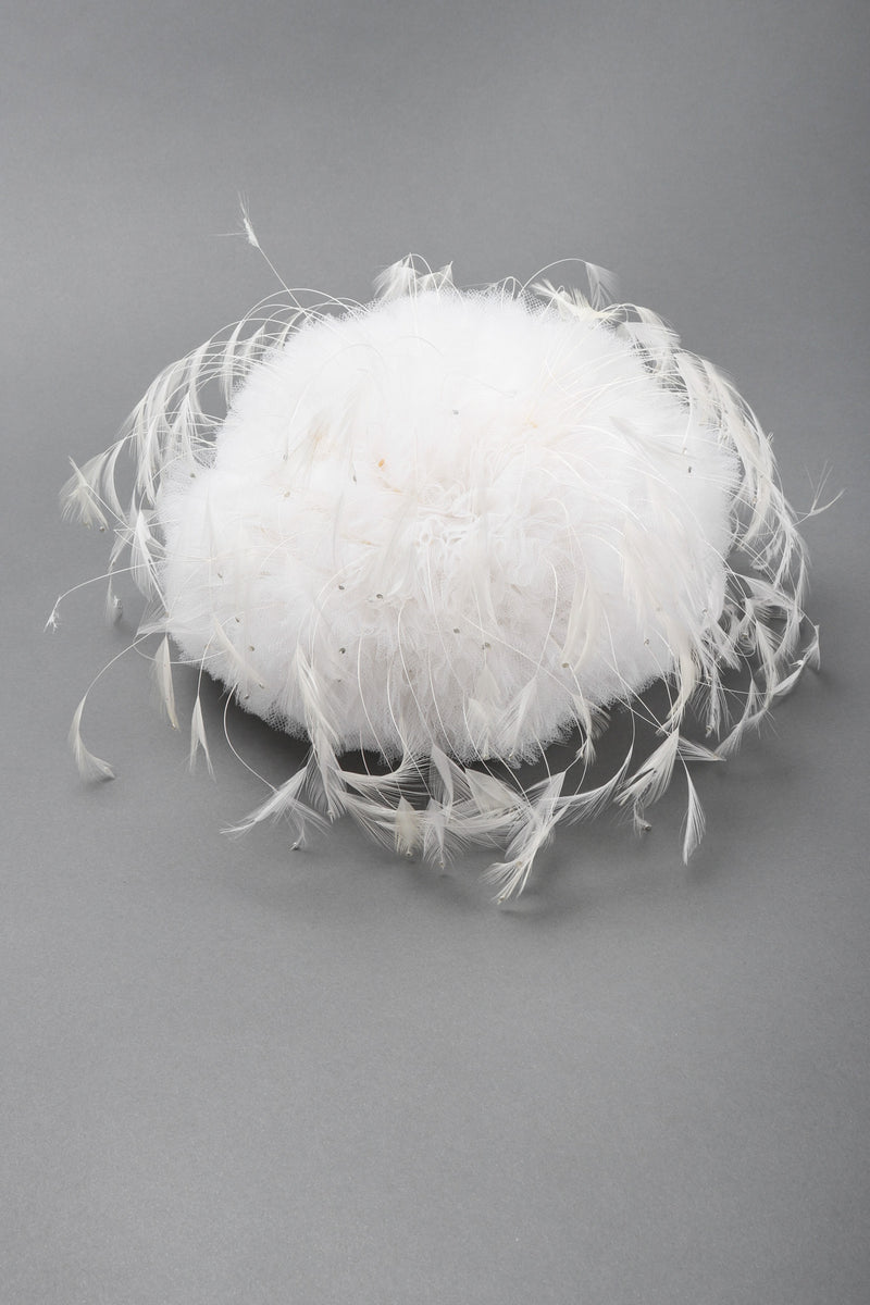 Recess Los Angeles Vintage Jack McConnell Tulle Feather Pouf Cossack Wedding Bridal Hat