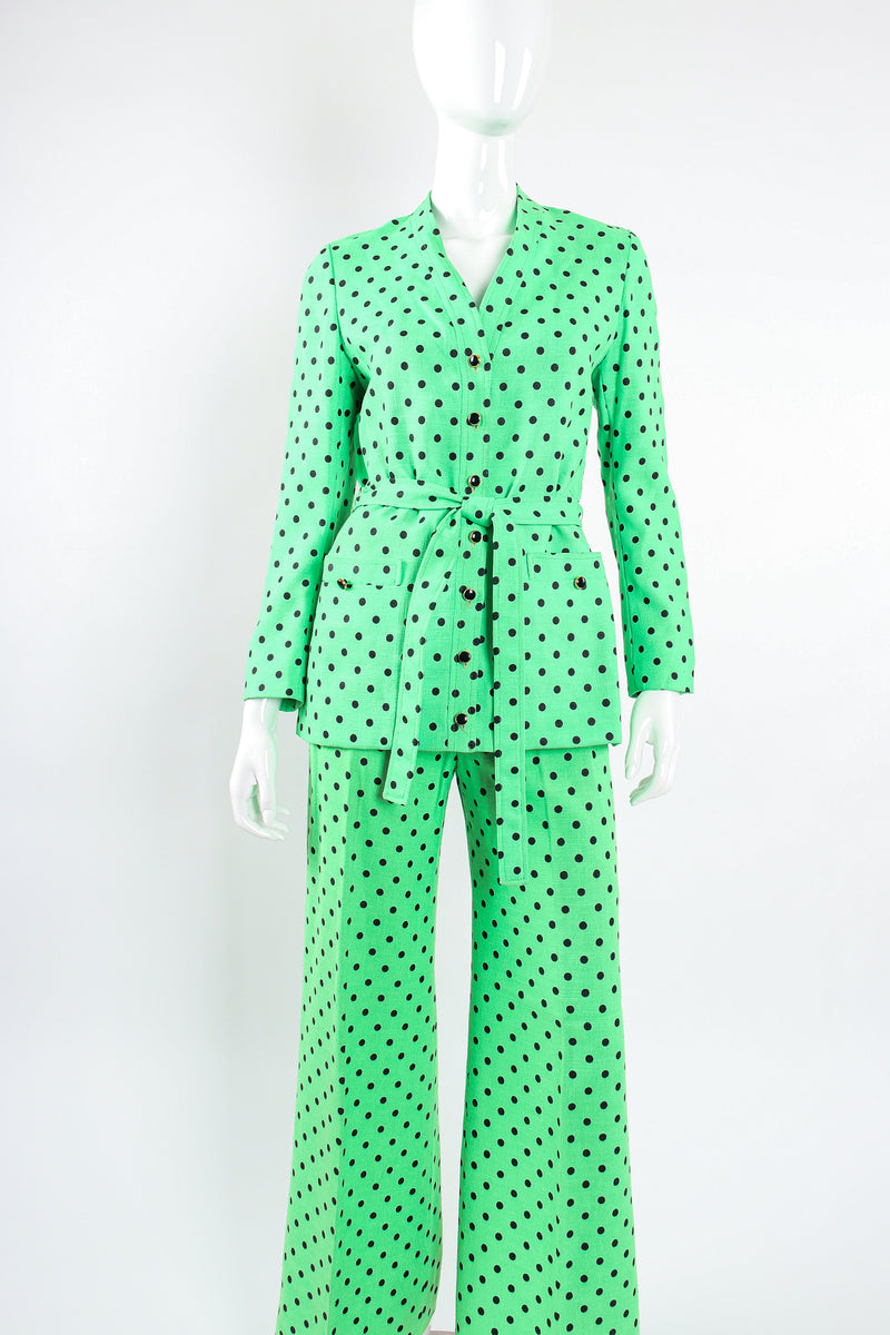 Vintage Jaeger Polka Dot Jacket & Pant Suit Set on Mannequin front crop @ Recess LA