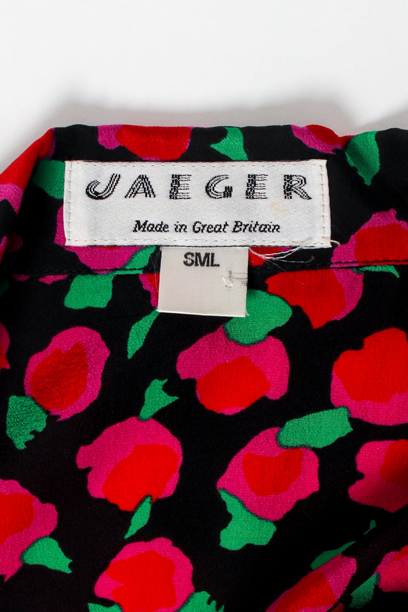 Vintage Jaeger Floral Silk Jacket Lounge Set jacket label at Recess Los Angeles