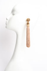 Vintage James Arpad Blush Long Tassel Earrings on mannequin at Recess Los Angeles