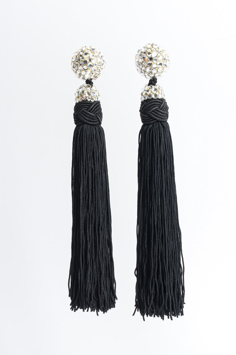 Vintage James Arpad Rhinestone Tassel Drop Earrings front hang @ Recess LA