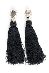 Vintage James Arpad Rhinestone Tassel Drop Earrings back @ Recess LA