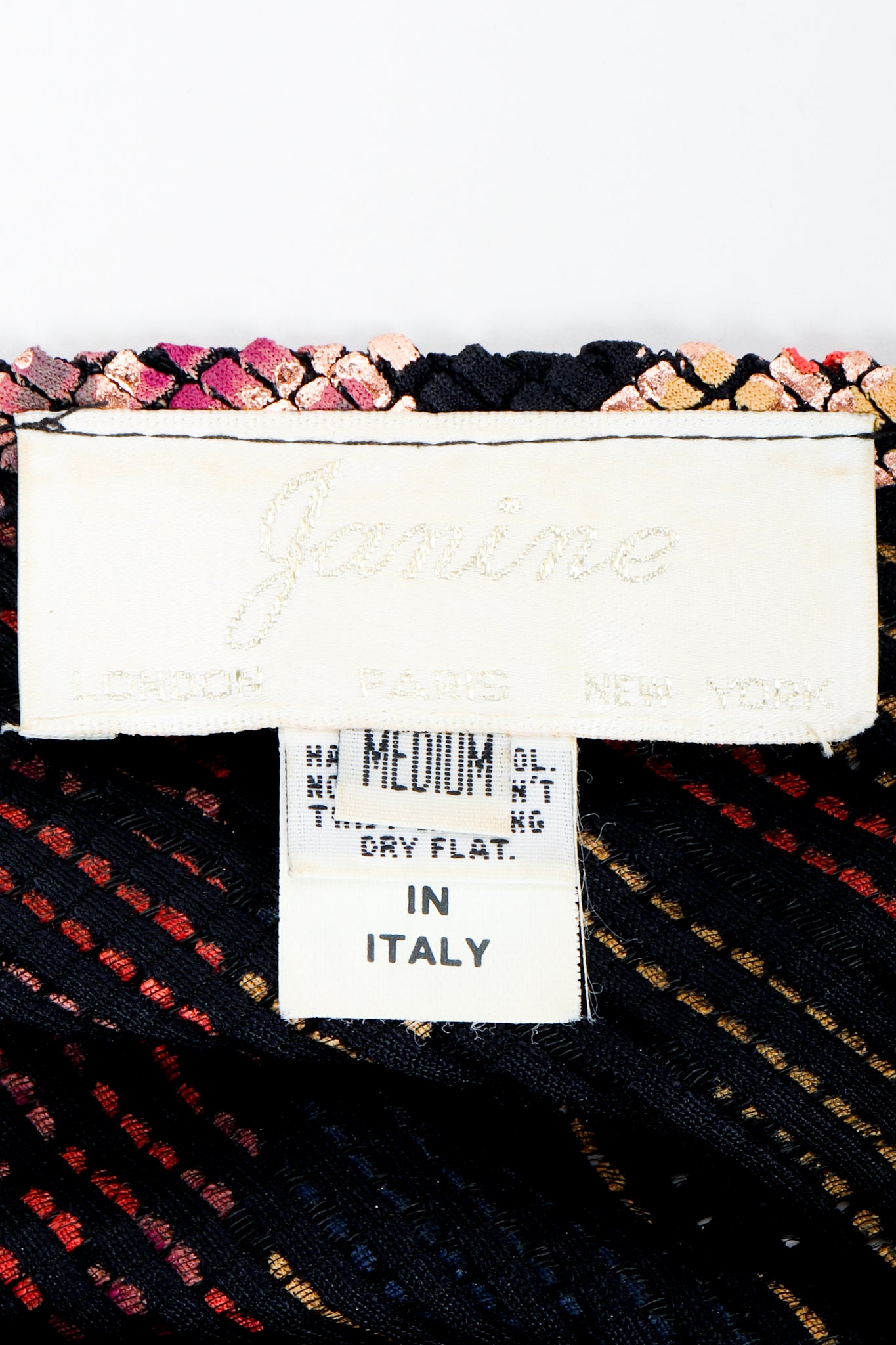 Vintage Janine of London Moasaic label on fabric
