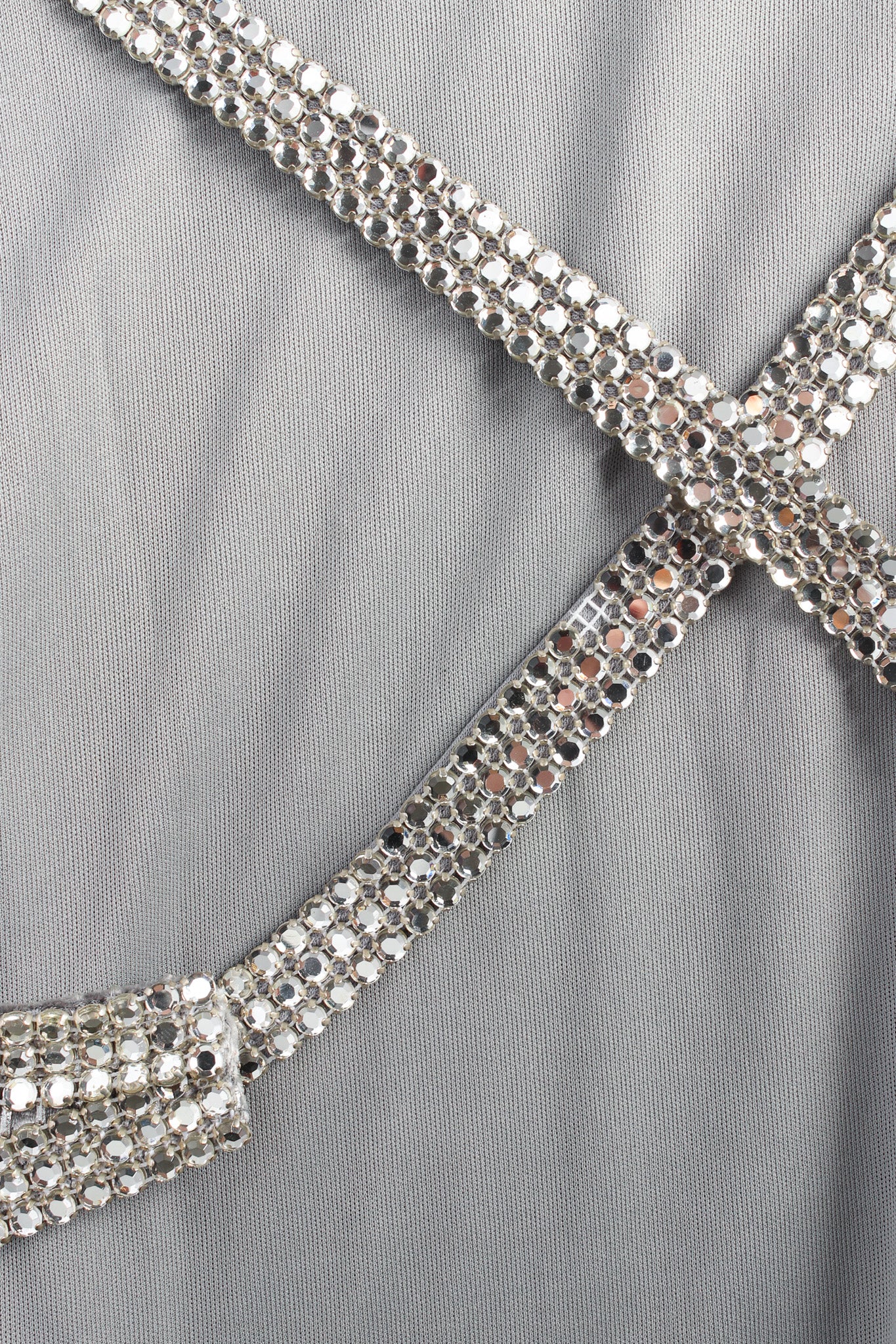 Vintage Janine Crushed Velvet Rhinestone Metallic Dress 1 missing stones on strap @ Recess LA