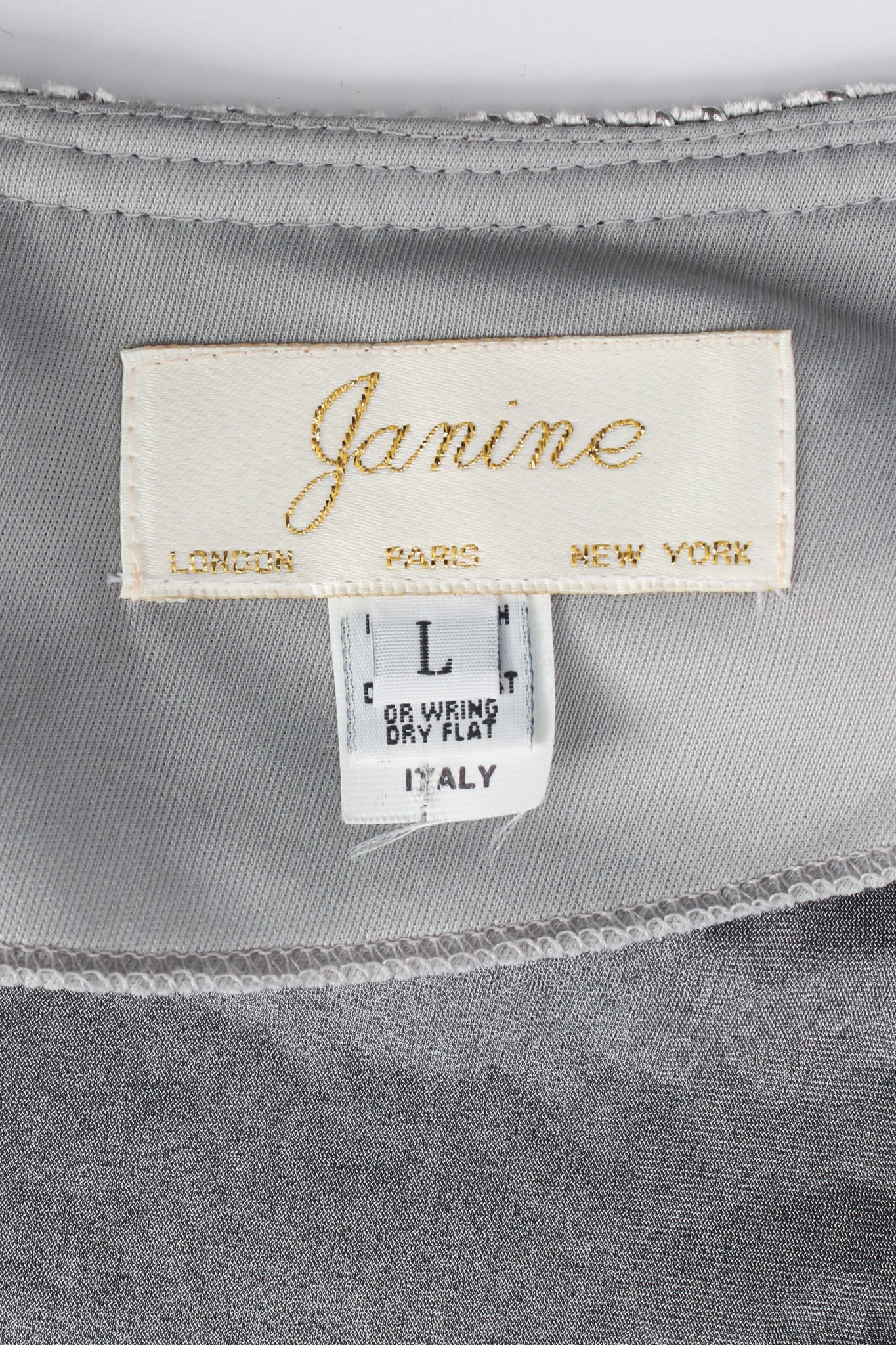 Vintage Janine Crushed Velvet Rhinestone Metallic Dress tags @ Recess LA