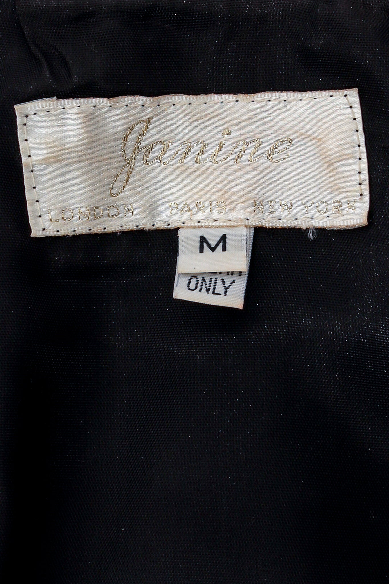 Vintage Janine Fringed Tapestry Matador Bolero Jacket label at Recess Los Angeles