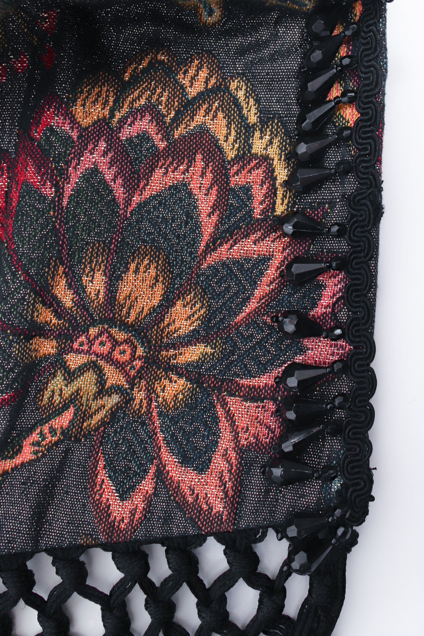 Vintage Janine Fringed Tapestry Matador Bolero Jacket missing bead at Recess Los Angeles