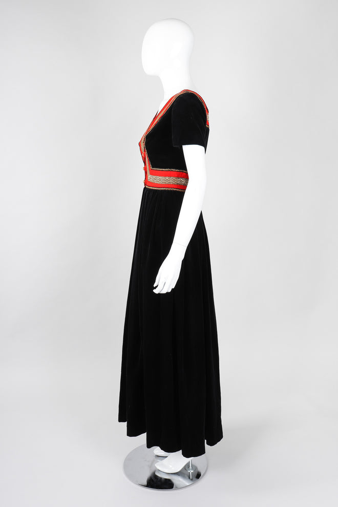Recess Los Angeles Vintage Fern Violette by Jay Morley Velvet Boho Peasant Dress