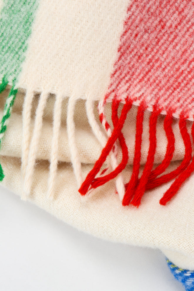 Vintage Jean-Charles De Castelbajac Rainbow Plaid Blanket Fringe Detail