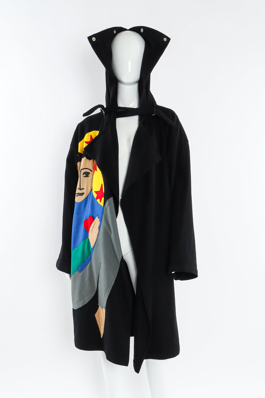 Vintage Jean Charles De Castelbajac Star Love Wool Coat mannequin front hood detail @ Recess LA