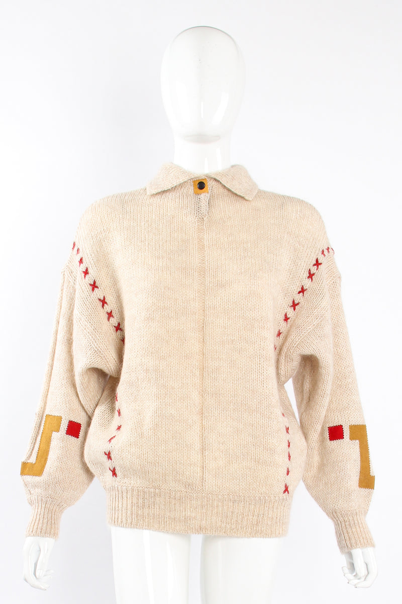 Vintage JC Jean_Charles de Castelbajac Alpaca Appliqué Sweater on Mannequin front at Recess LA