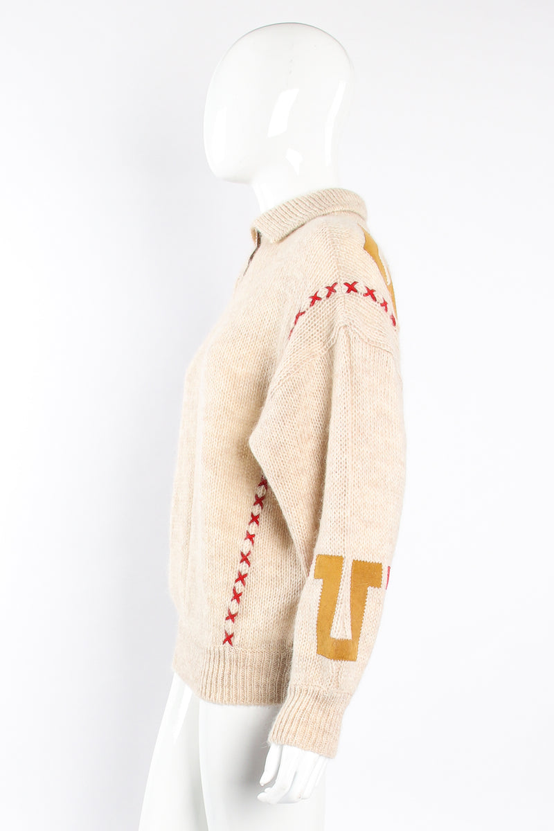 Vintage JC Jean_Charles de Castelbajac Alpaca Appliqué Sweater on Mannequin side at Recess LA