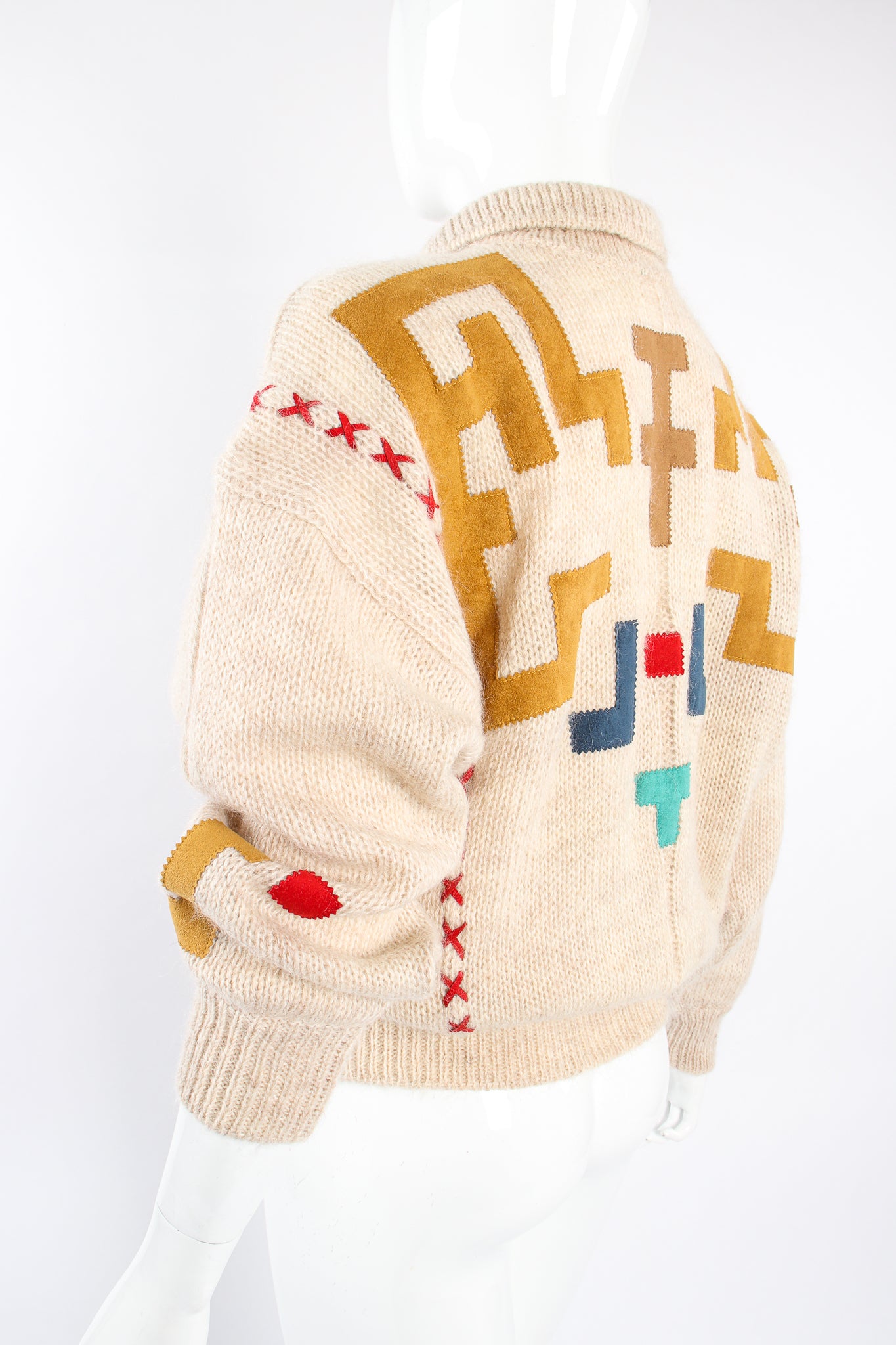 Vintage JC Jean_Charles de Castelbajac Alpaca Appliqué Sweater on Mannequin angle at Recess LA