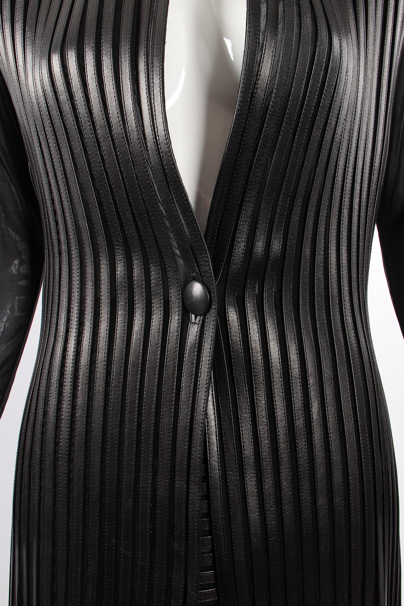 Vintage Jean Claude Jitrois Sheer Leather Striped Jacket Set Mannequin jacket button @ Recess LA