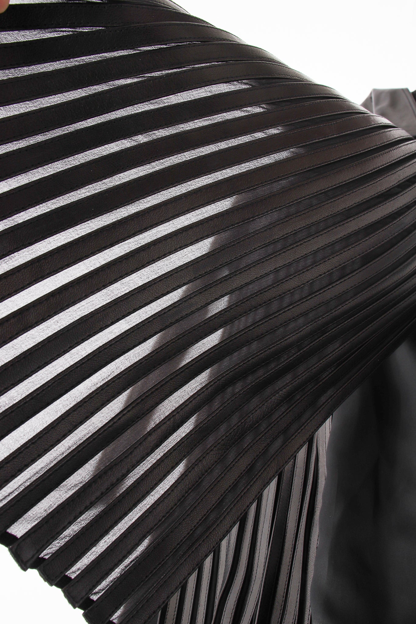 Vintage Jean Claude Jitrois Sheer Leather Striped Jacket Set fabric detail @ Recess LA