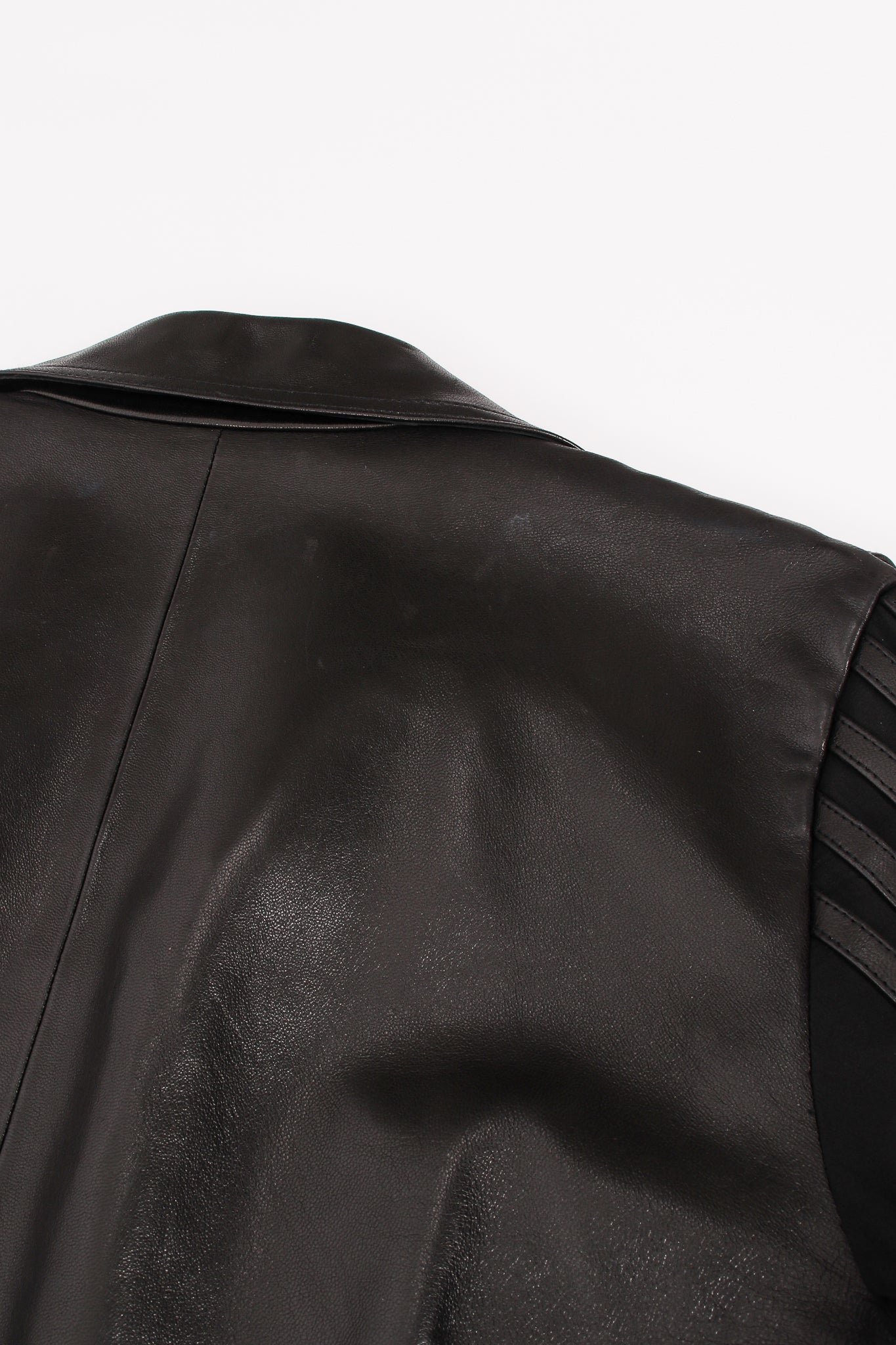 Vintage Jean Claude Jitrois Sheer Leather Striped Jacket & Skirt set  jacket wear @ Recess LA