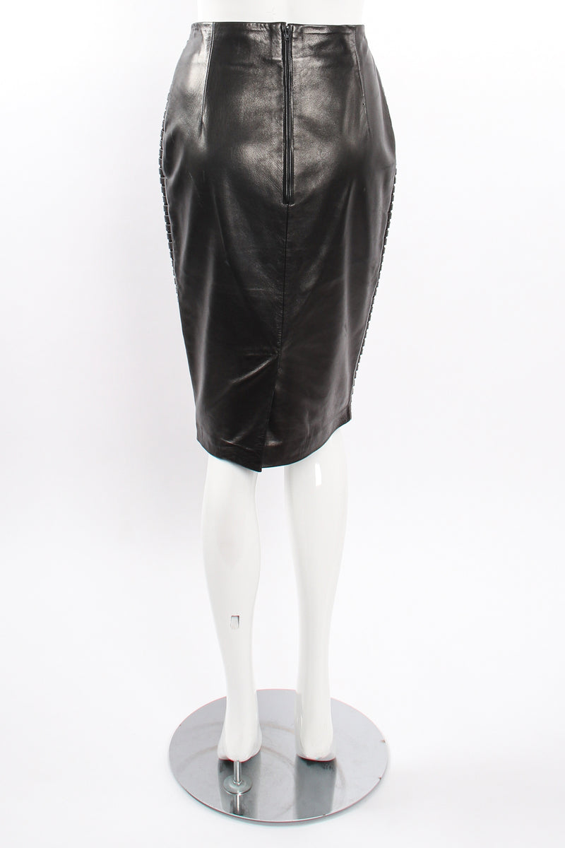 Vintage Jean Claude Jitrois Sheer Leather Striped Jacket Set Skirt back @ Recess LA