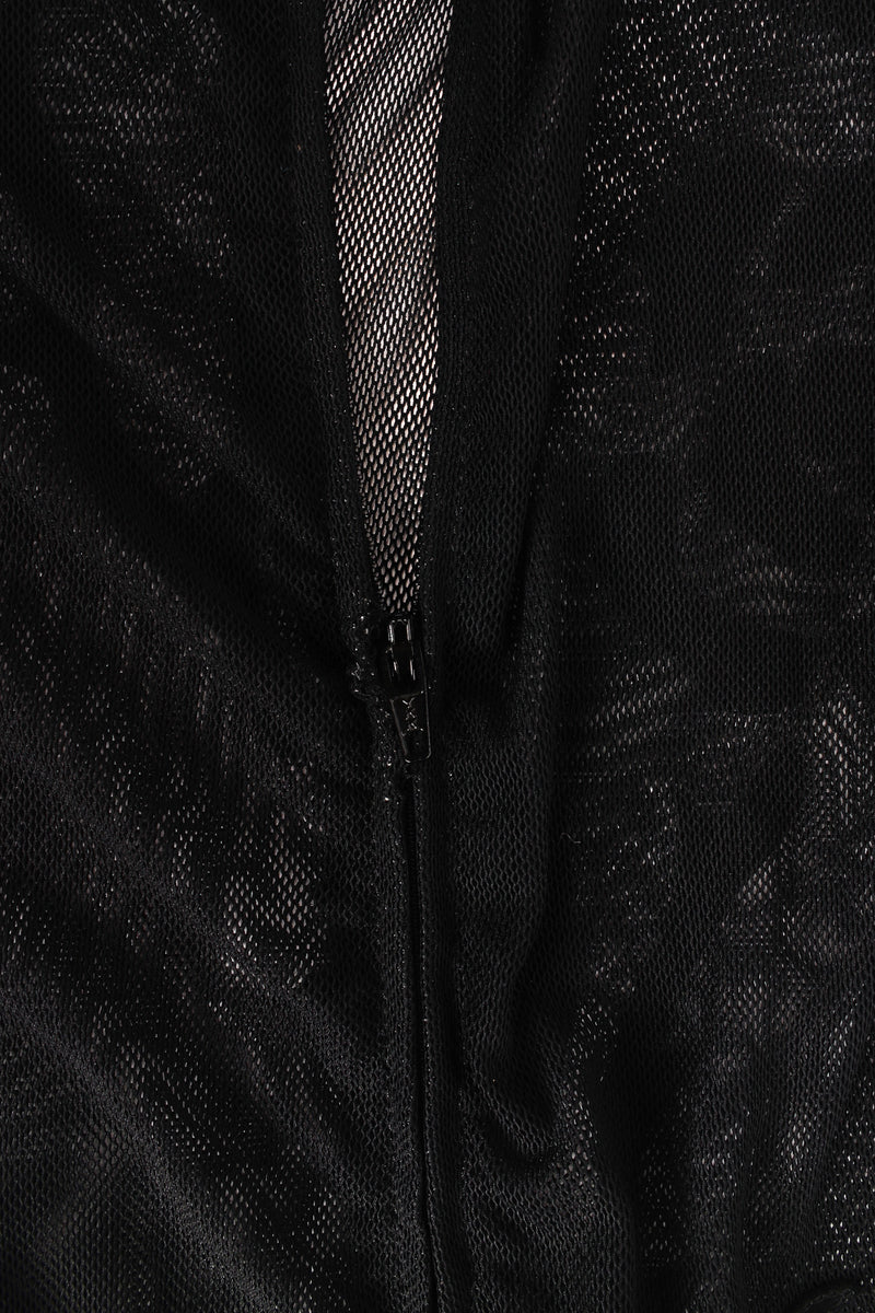Vintage Jean Claude Jitrois Rose Appliqué Leather Sheer Dress mesh/back zipper @ Recess LA