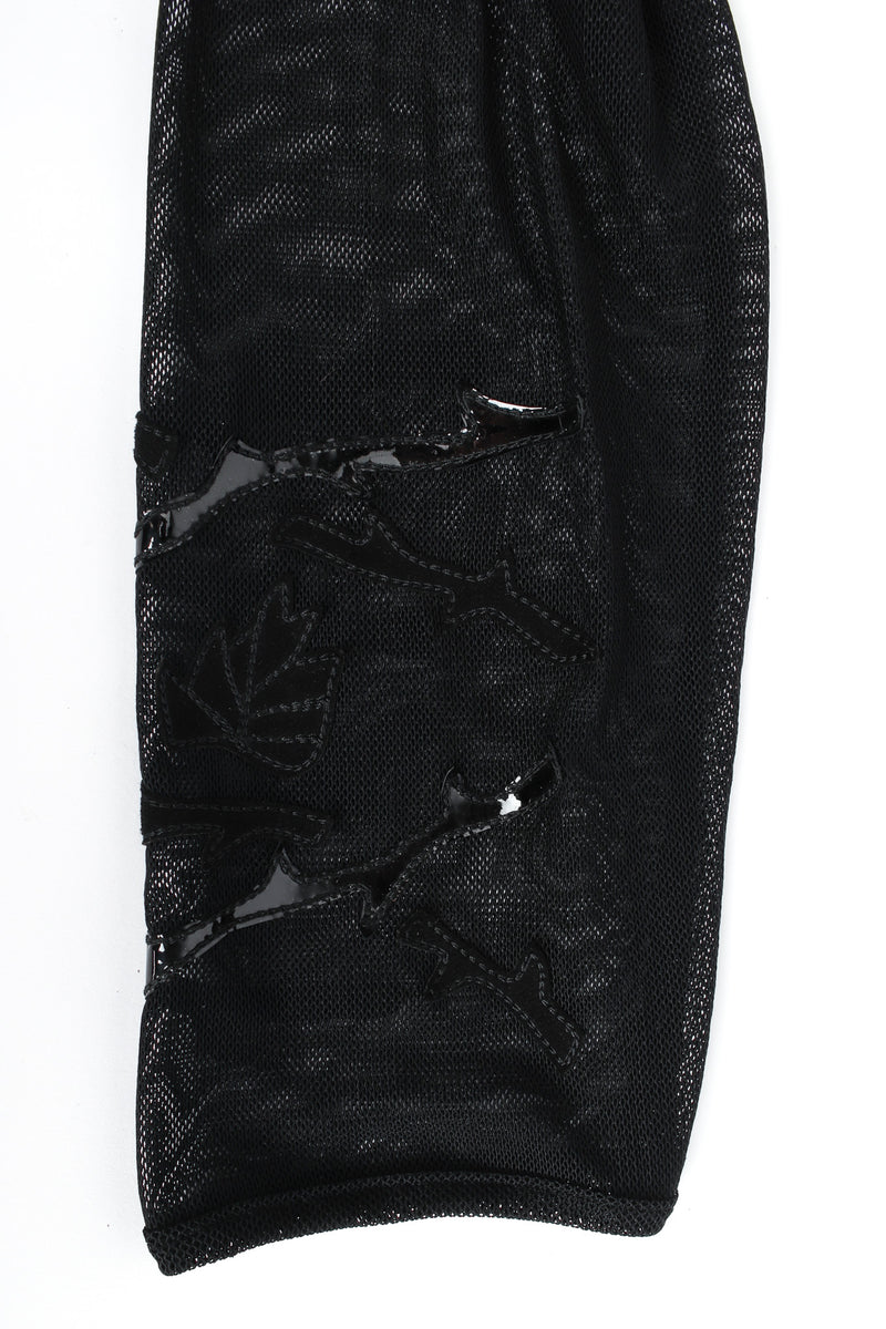 Vintage Jean Claude Jitrois Rose Appliqué Leather Sheer Dress mesh/sleeve detail @ Recess LA