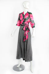 Vintage Jean Louis Scherrrer Sheer Floral Wrap Top & Palazzo Pant Set on Mannequin angle at Recess