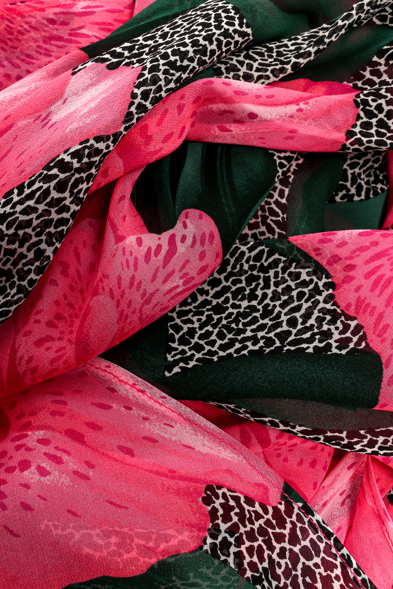 Vintage Jean Louis Scherrrer Sheer Floral Wrap Top & Palazzo Set fabric at Recess