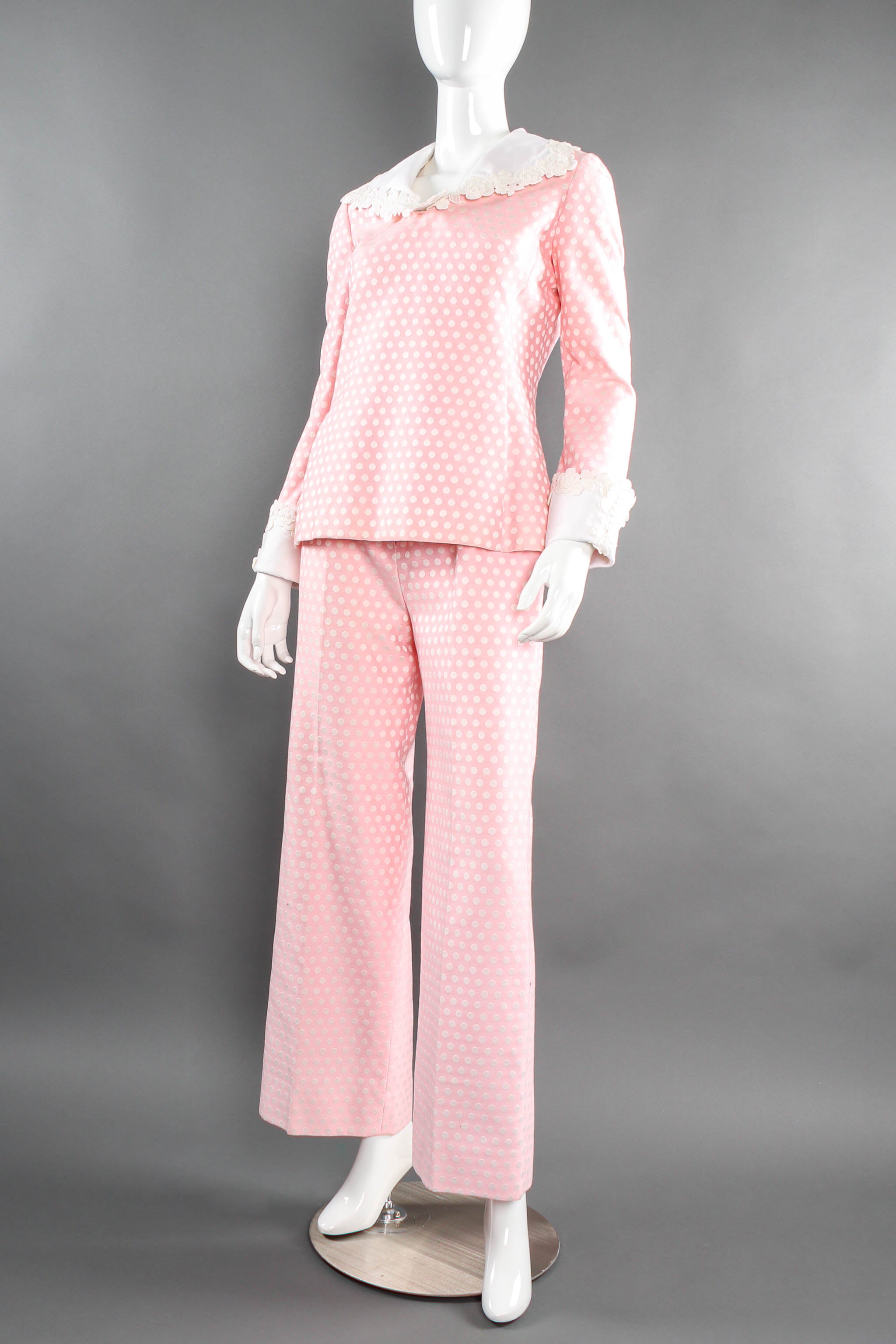Jean Louis pink polka dot top on mannequin angle at Recess Los Angeles