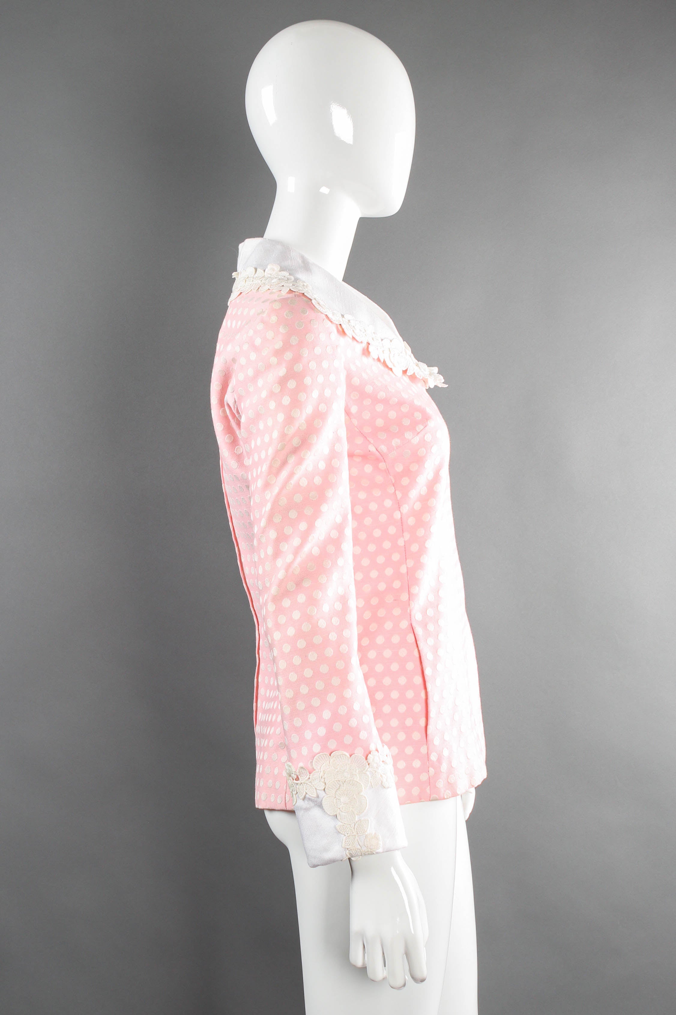 Jean Louis pink polka dot top on mannequin side at Recess Los Angeles