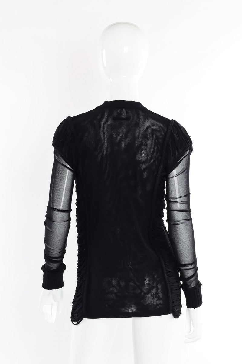 mesh ruched cardigan by Jean Paul Gaultier Soleil mannequin back @recessla