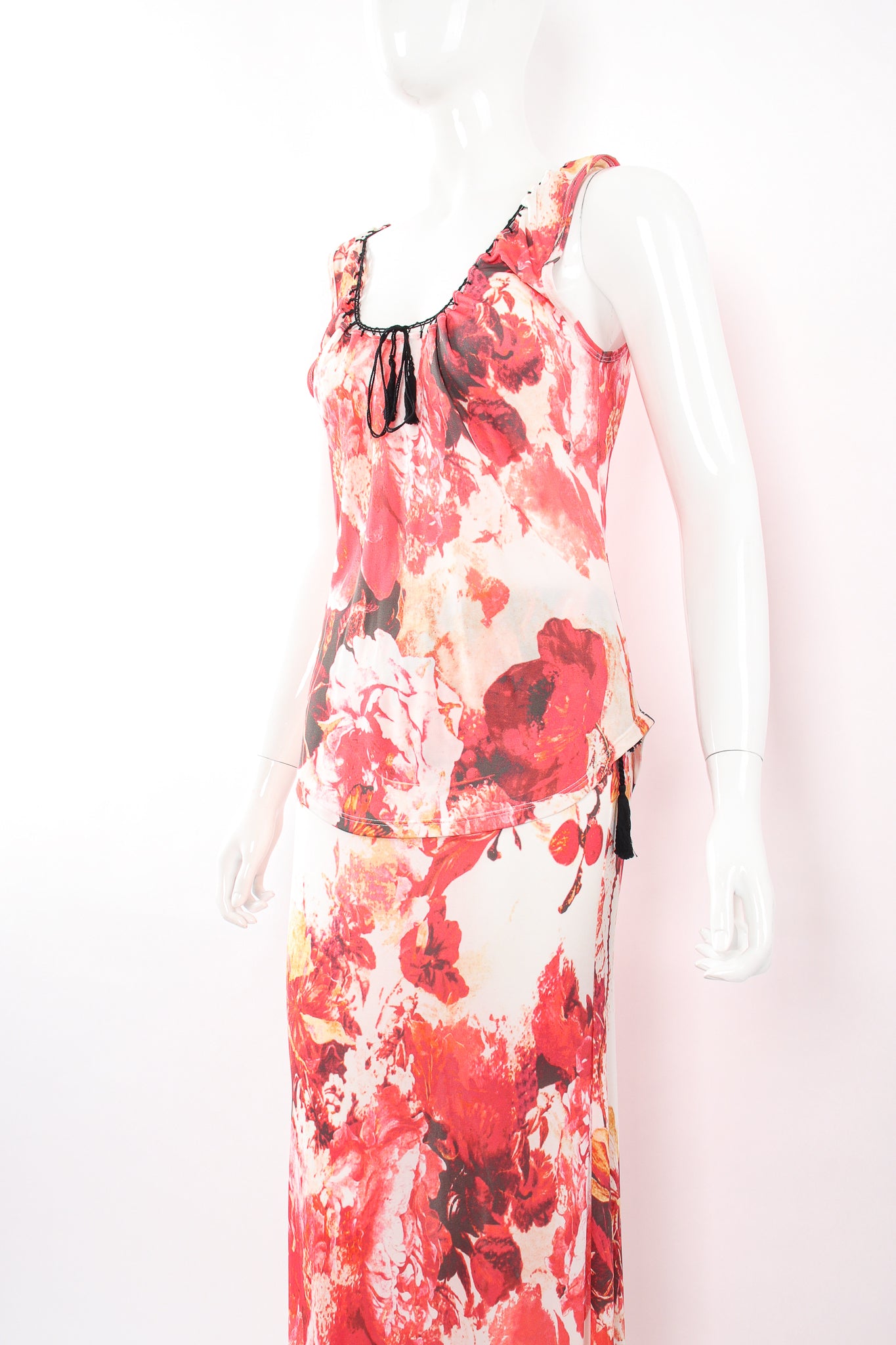 Vintage Jean Paul Gaultier Floral Jersey Scoop Tank & Skirt Set on Mannequin crop at Recess LA