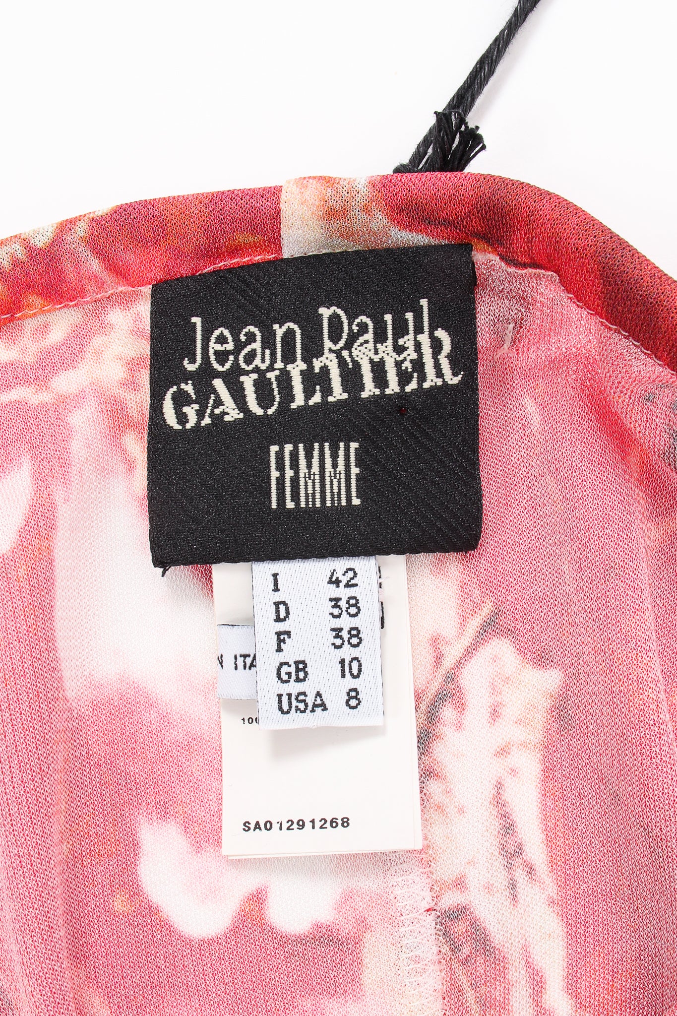 Vintage Jean Paul Gaultier Floral Scoop Tank & Skirt Set label at Recess LA