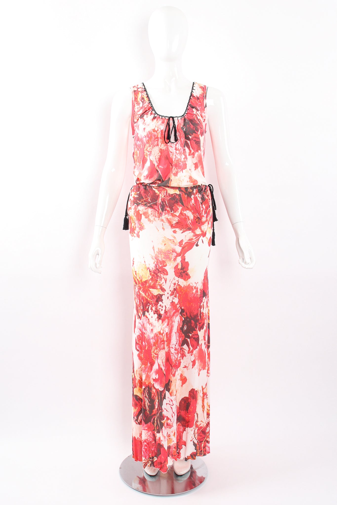 Vintage Jean Paul Gaultier Floral Scoop Tank & Skirt Set on Mannequin front tuck at Recess LA