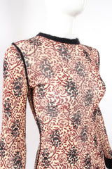 Vintage Jean Paul Gaultier Floral Block Print Mesh Mohair T-Shirt on Mannequin crop at Recess LA