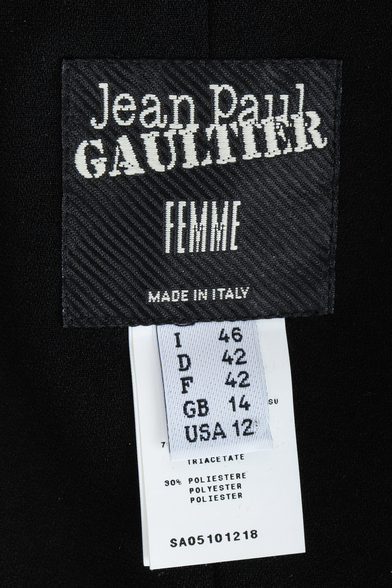 Vintage Jean Paul Gaultier Sheer Striped Jacket label on fabric at Recess Los Angeles