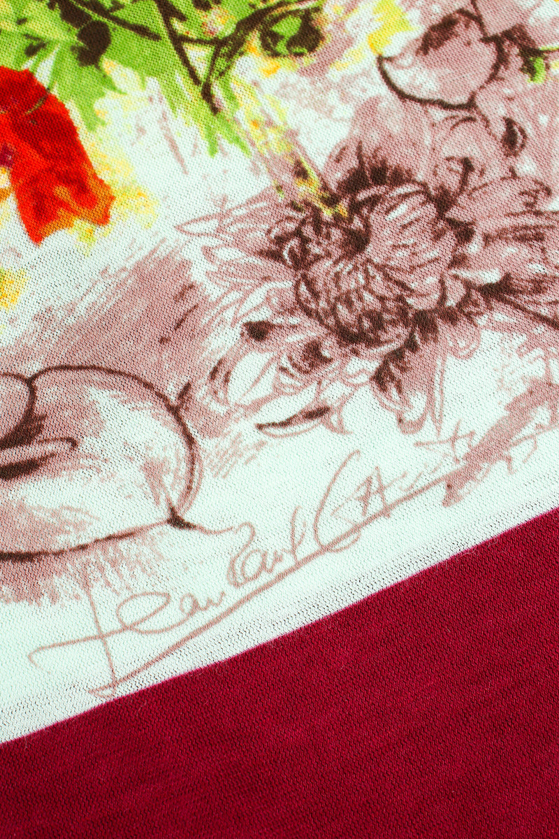 Vintage Jean Paul Gaultier Floral Stripe Jersey Halter & Skirt Set signature detail at Recess