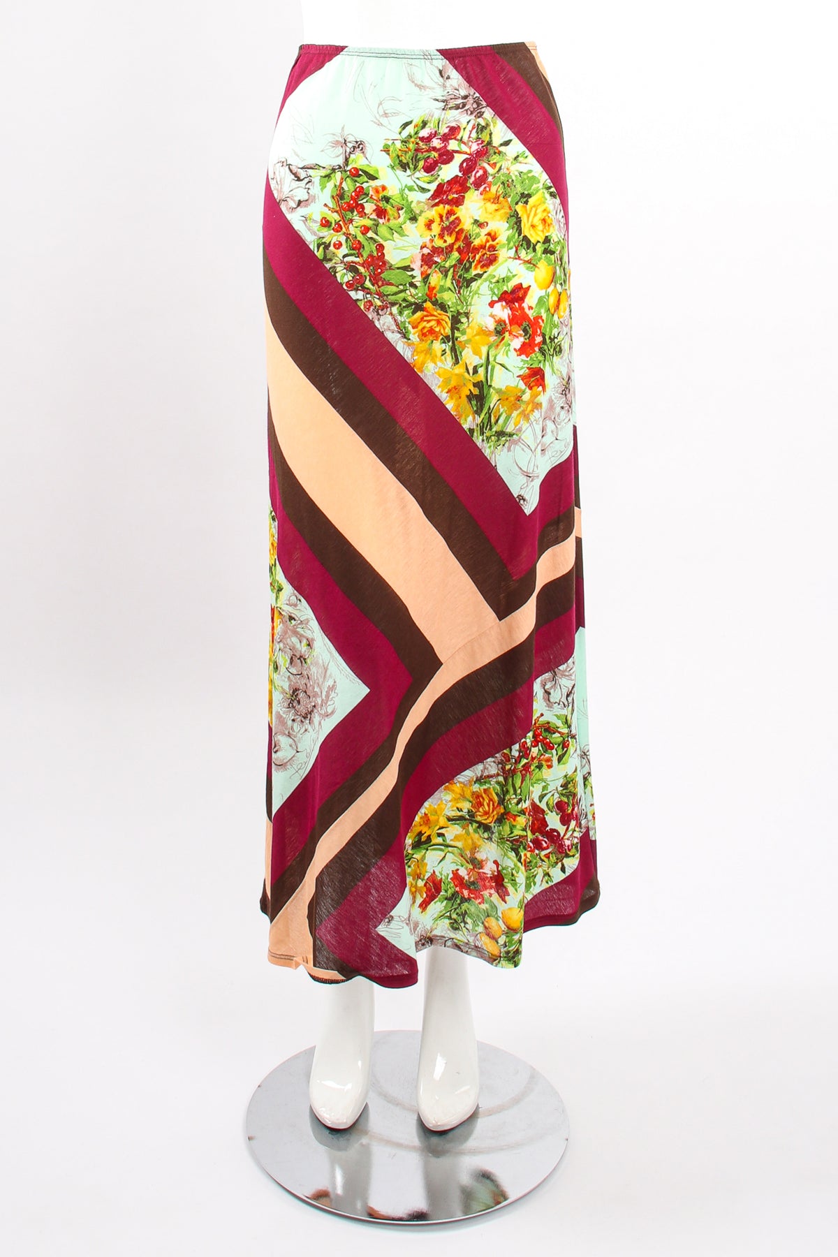 Vintage Jean Paul Gaultier Floral Stripe Jersey Halter & Skirt Set