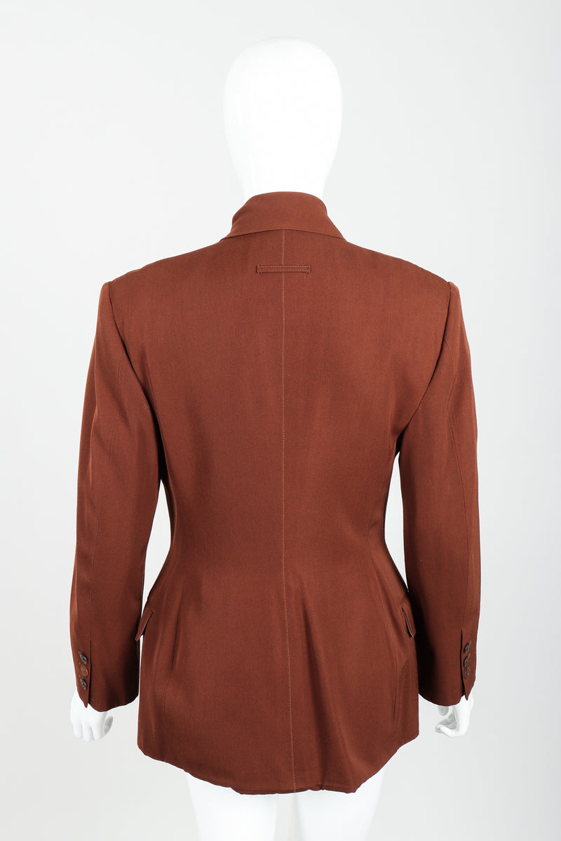 Vintage Jean Paul Gaultier Scarf Tie Jacket Suit on mannequin back at Recess Los Angeles