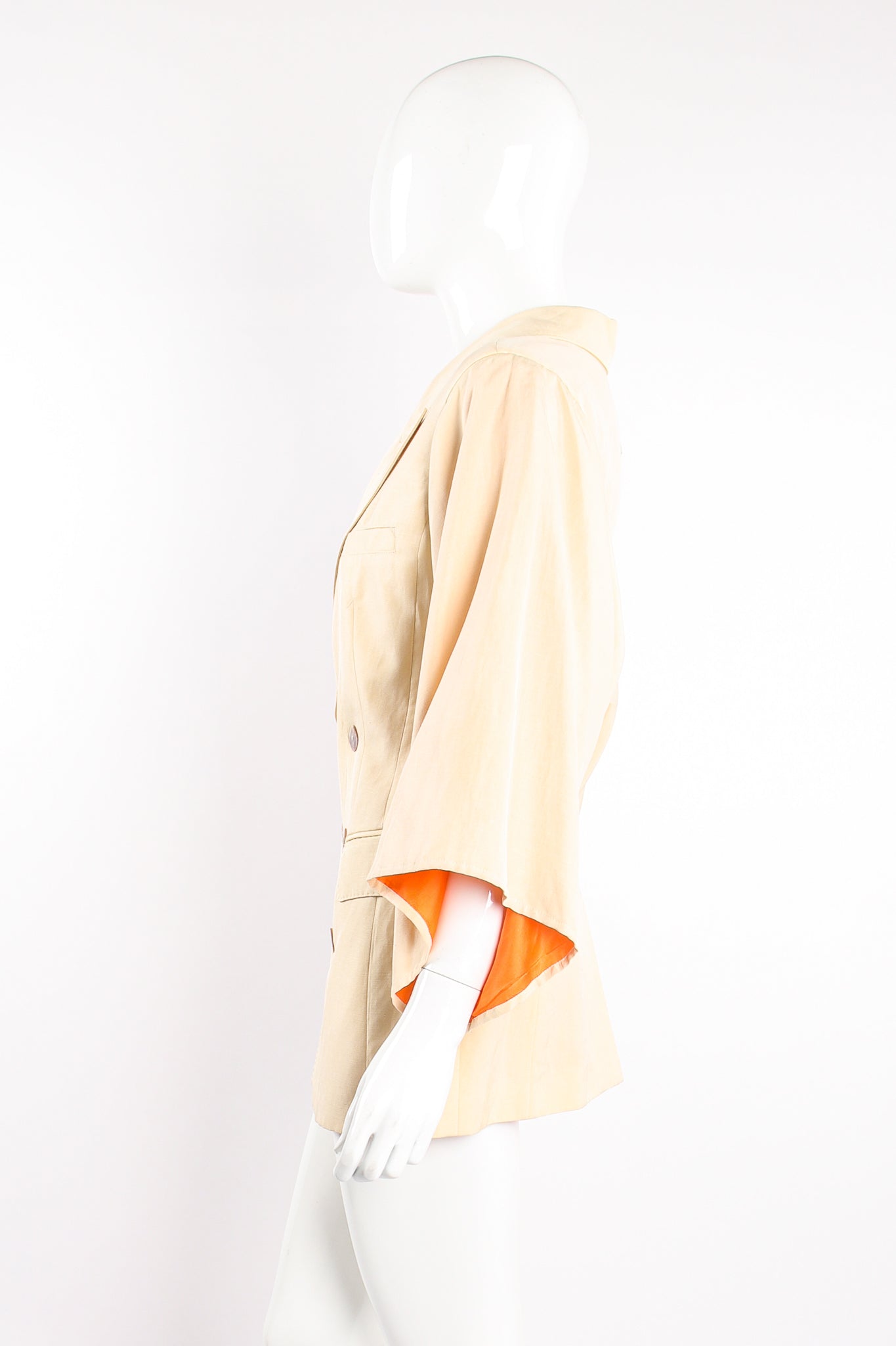 Vintage Jean Paul Gaultier Double Breasted Kimono Sleeve Jacket on Mannequin side @ Recess LA