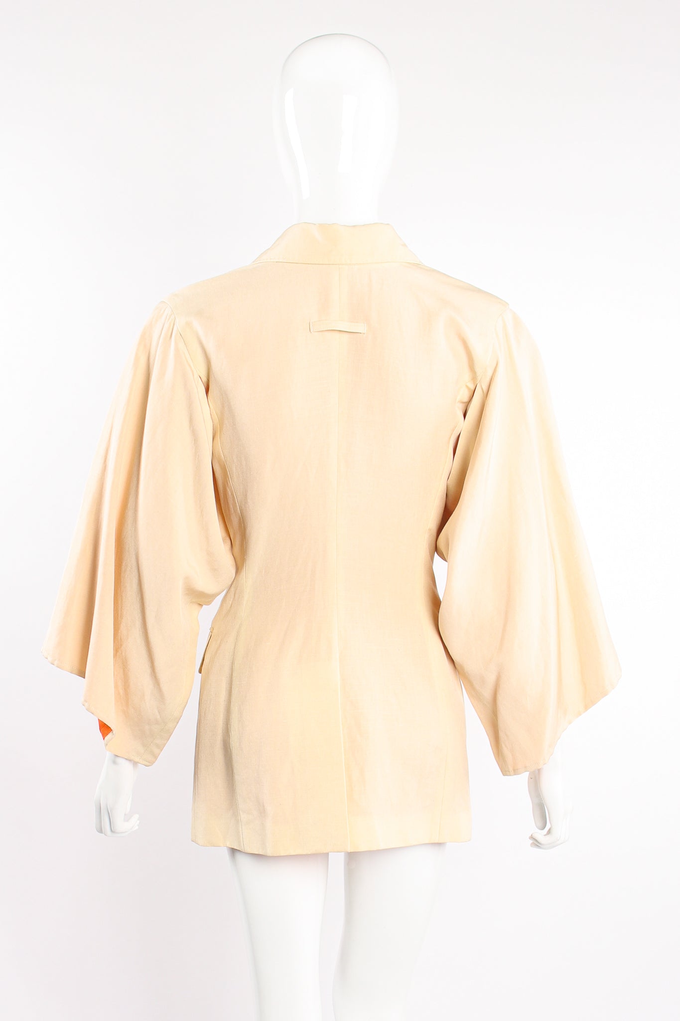Vintage Jean Paul Gaultier Double Breasted Kimono Sleeve Jacket on Mannequin back @ Recess LA