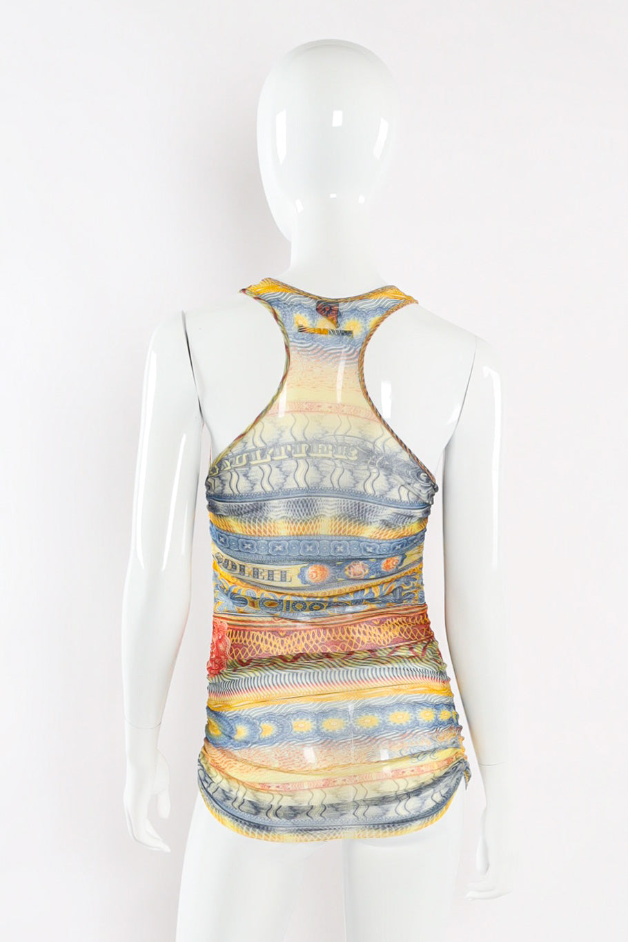 Currency Printed Tank Top by Jean Paul Gaultier Back View @recessla