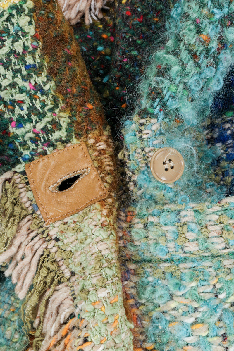 Vintage Jean Charles de Castelbajac Rainbow Tweed Blanket Jacket Buttonhole Detail