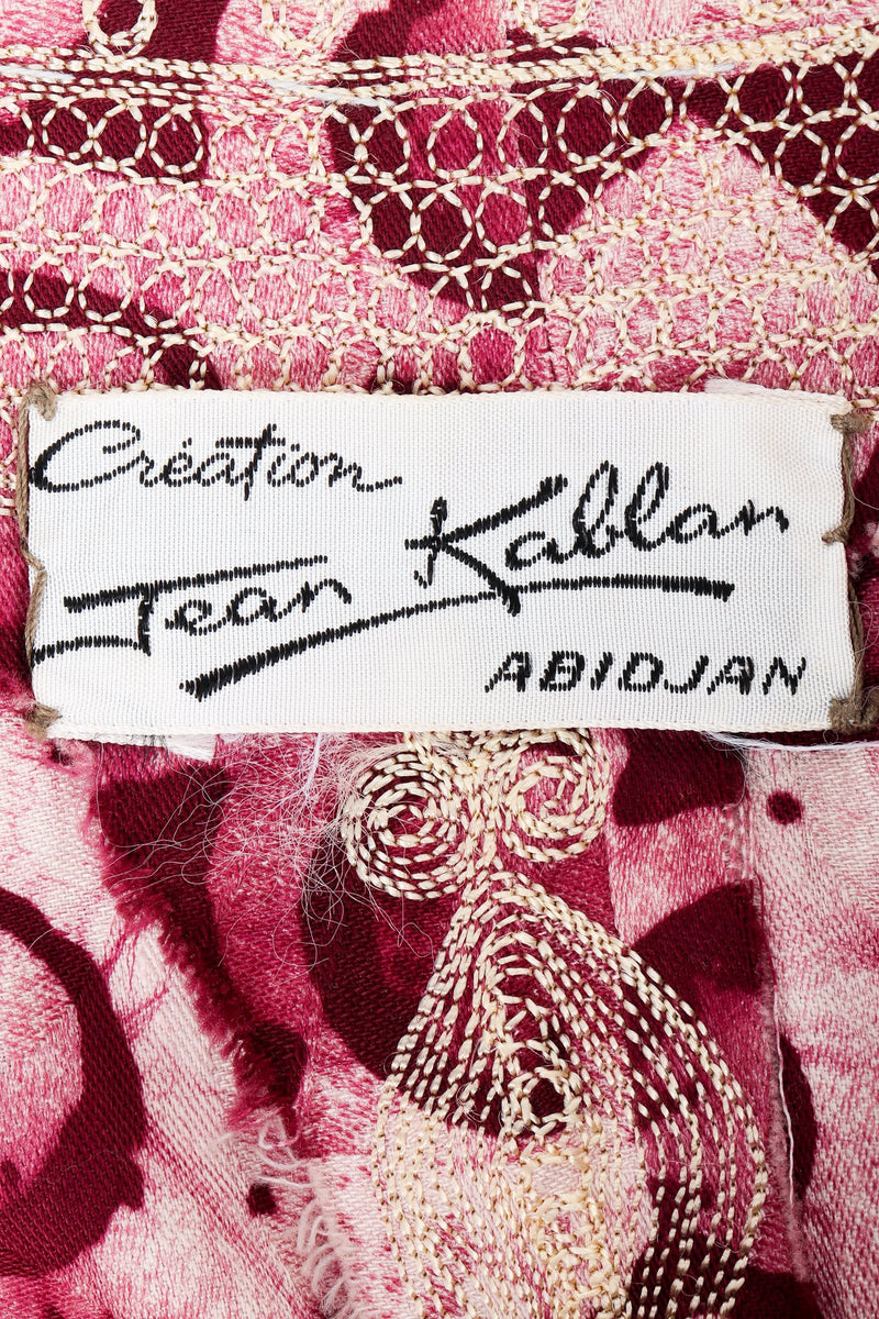 Vintage Jean Kablan Bohemian Angel Wing Caftan label