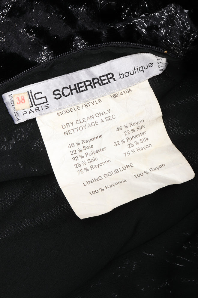 Recess Los Angeles Vintage Jean Louis Scherrer Metallic Silk Velvet Lamé Blouson Dress
